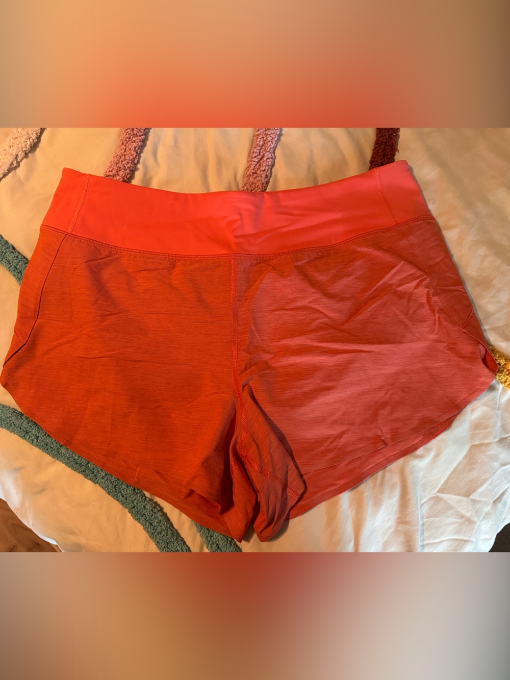 Athleta Coral-Orange Run With It Athletic Shorts